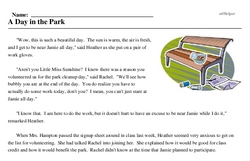 Print <i>A Day in the Park</i> reading comprehension.
