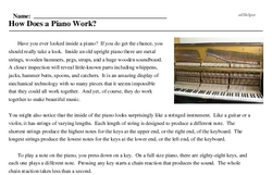 Print <i>How Does a Piano Work?</i> reading comprehension.