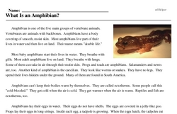 Print <i>What Is an Amphibian?</i> reading comprehension.