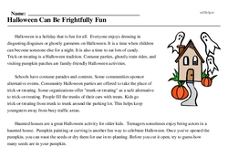 Print <i>Halloween Can Be Frightfully Fun</i> reading comprehension.