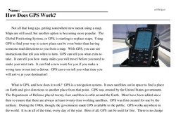 Print <i>How Does GPS Work?</i> reading comprehension.