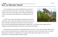 Print <i>How Are Dinosaurs Named?</i> reading comprehension.