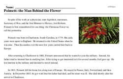 Print <i>Poinsett: the Man Behind the Flower</i> reading comprehension.