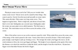 Print <i>How Ocean Waves Move</i> reading comprehension.