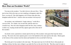 Print <i>How Does an Escalator Work?</i> reading comprehension.