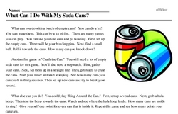 Print <i>What Can I Do With My Soda Cans?</i> reading comprehension.