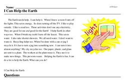 Print <i>I Can Help the Earth</i> reading comprehension.