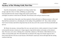 Print <i>Mystery of the Missing Gold, Part One</i> reading comprehension.