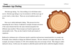 Print <i>Absolute-Age Dating</i> reading comprehension.