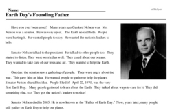 Print <i>Earth Day's Founding Father</i> reading comprehension.