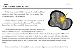 Print <i>Why Was the Earth So Hot?</i> reading comprehension.