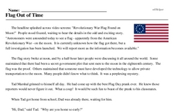Print <i>Flag Out of Time</i> reading comprehension.