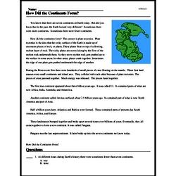 How Did the Continents Form? - Reading Comprehension Worksheet | edHelper