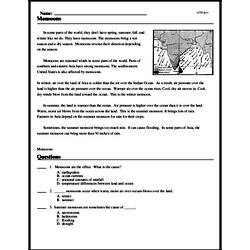 Monsoons - Reading Comprehension Worksheet | edHelper
