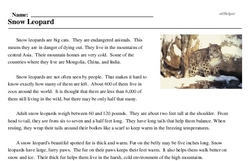 Print <i>Snow Leopard</i> reading comprehension.