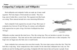 Print <i>Comparing Centipedes and Millipedes</i> reading comprehension.