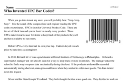 Print <i>Who Invented UPC Bar Codes?</i> reading comprehension.