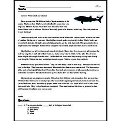 Print <i>Sharks</i> reading comprehension.