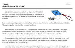 Print <i>How Does a Kite Work?</i> reading comprehension.