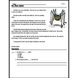 Itsy Bitsy Spider - Reading Comprehension Worksheet | edHelper