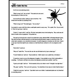 Print <i>Spider Under the Sea</i> reading comprehension.