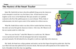 Print <i>The Mystery of the Smart Teacher</i> reading comprehension.