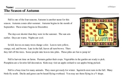 Print <i>The Season of Autumn</i> reading comprehension.