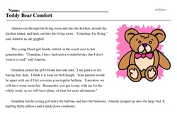 Print <i>Teddy Bear Comfort</i> reading comprehension.