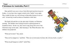 Print <i>Christmas in Australia, Part 2</i> reading comprehension.