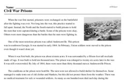 Print <i>Civil War Prisons</i> reading comprehension.