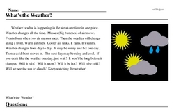 Print <i>What's the Weather?</i> reading comprehension.