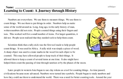 Print <i>Learning to Count: A Journey through History</i> reading comprehension.