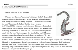 Print <i>Mosasaurs, Not Dinosaurs</i> reading comprehension.