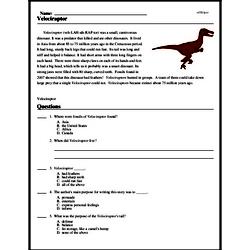Print <i><i>Velociraptor</i></i> reading comprehension.