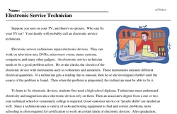 Print <i>Electronic Service Technician</i> reading comprehension.