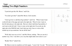 Print <i>Adding Two Digit Numbers</i> reading comprehension.