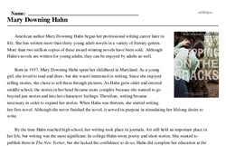Print <i>Mary Downing Hahn</i> reading comprehension.