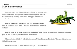Print <i>Meet Brachiosaurus</i> reading comprehension.