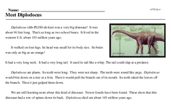 Print <i>Meet <i>Diplodocus</i></i> reading comprehension.