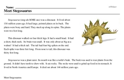 Print <i>Meet <i>Stegosaurus</i></i> reading comprehension.