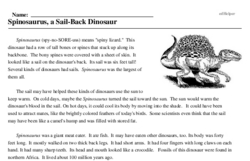 Print <i><i>Spinosaurus</i>, a Sail-Back Dinosaur</i> reading comprehension.