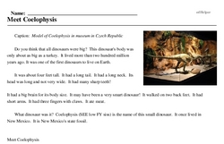 Print <i>Meet Coelophysis</i> reading comprehension.