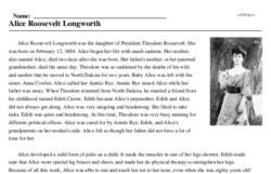 Print <i>Alice Roosevelt Longworth</i> reading comprehension.