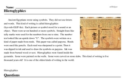 Print <i>Hieroglyphics</i> reading comprehension.