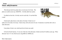 Print <i>Meet <i>Ankylosaurus</i></i> reading comprehension.