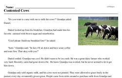 Print <i>Contented Cows</i> reading comprehension.
