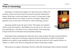 Print <i>What Is Scientology</i> reading comprehension.