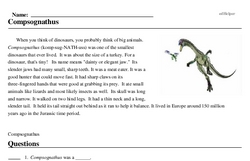 Print <i><i>Compsognathus</i></i> reading comprehension.