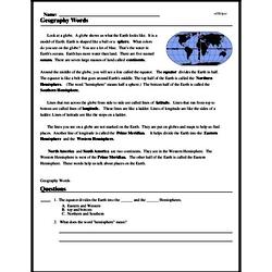 Geography Words - Reading Comprehension Worksheet | edHelper