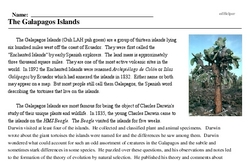 Print <i>The Galapagos Islands</i> reading comprehension.